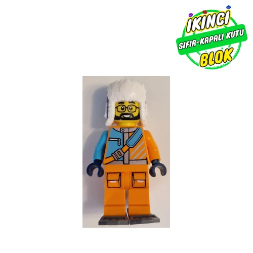 LEGO® Minifigür Arctic Explorer, STEVEGOESNORTH, Orange Suit, Dark Blue Ushanka Hat Sıfır cty1630
