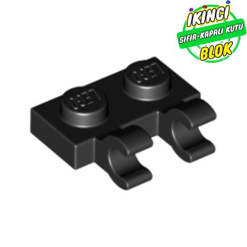 LEGO® 1 x 2 Modifiye Plaka Dikey 2 O Bağlantılı Siyah Sıfır