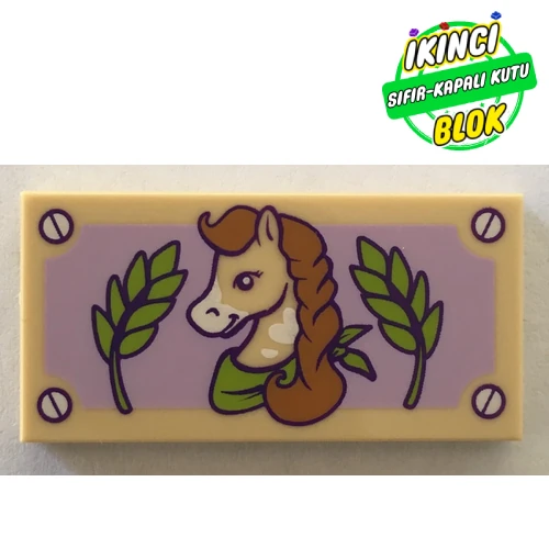 LEGO® Tile 2 x 4 with Horse, Grain print Bej Sıfır