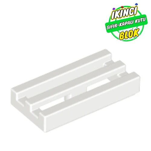 LEGO® 1 x 2 Izgara Desenli Modifiye Düz Plaka Beyaz Sıfır