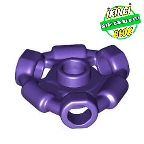 LEGO® Plate Special 1 x 1 with Hole Through Stud, 3 Bars and 3 Bar Holes Koyu Mor Sıfır