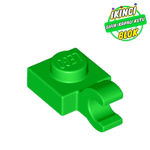 LEGO® Plate Special 1 x 1 with Clip Horizontal [Thick Open O Clip] Parlak Yeşil Sıfır