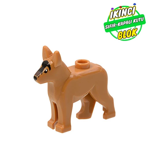 LEGO® Animal, Dog, Alsatian / German Shepherd (Police Dog) with Black Eyes and Forehead Print Orta Nugat Sıfır