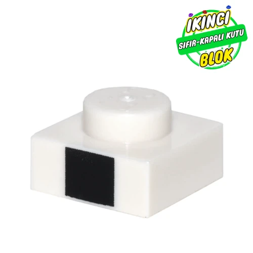 LEGO® Plate 1 x 1 with Black Square Print Beyaz Sıfır