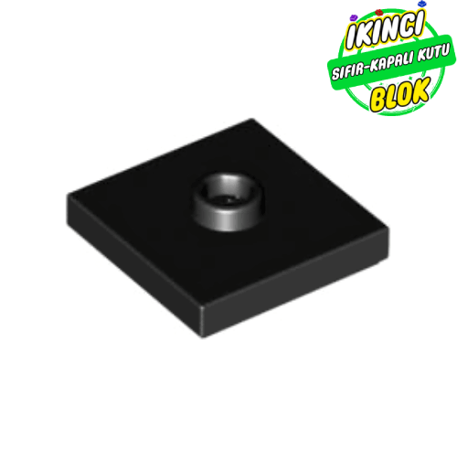 LEGO® 2 x 2 Modifiye Düz Plaka 1 Stud Merkezli Siyah Sıfır