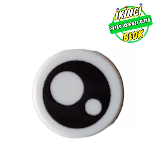 LEGO® Tile Round 1 x 1 with Black Eye with Two Pupils Print Beyaz Sıfır