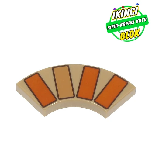 LEGO® Tile 2 x 2 Curved, Macaroni with Nougat/Medium Nougat Bricks print Koyu Bej Sıfır