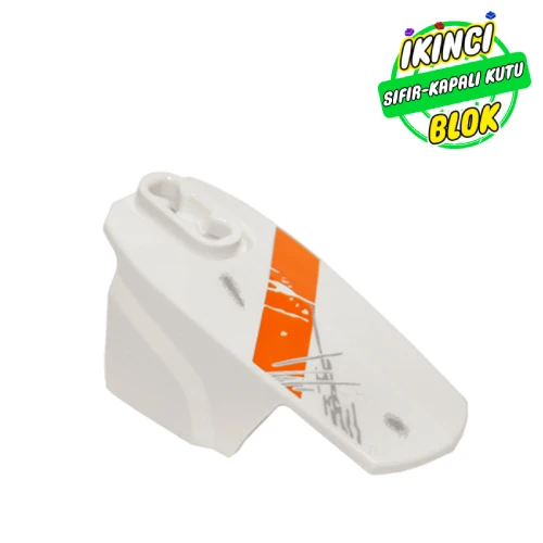 LEGO® Large Figure Limb Cover, Size 6, Armor with Ball Joint Socket with Worn Orange Stripe Print Beyaz Sıfır