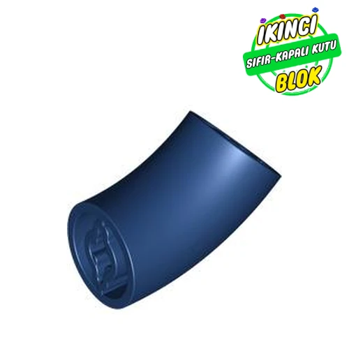 LEGO® Brick Round 2 x 2 D. Tube with 45° Elbow and Axle Holes (Crossholes) at Each End [LONG] Koyu Mavi Sıfır