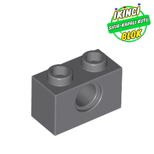 LEGO® Technic Brick 1 x 2 [1 Pin Hole] Koyu Mavimsi Gri Sıfır