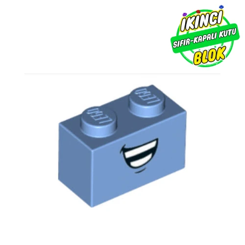 LEGO® Brick 1 x 2 with Smile Print Orta Mavi Sıfır
