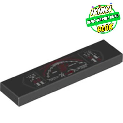 LEGO® Tile 1 x 4 with Dashboard print Siyah Sıfır