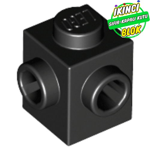 LEGO® 1 x 1 2 Yan Açık Bağlantılı Tuğla Siyah Sıfır