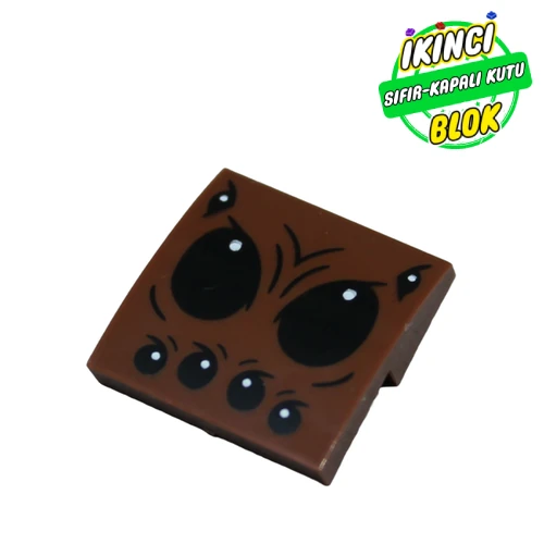 LEGO® Slope Curved 2 x 2 x 2/3 with Black Spider Eyes print Kırmızımsı Kahverengi Sıfır