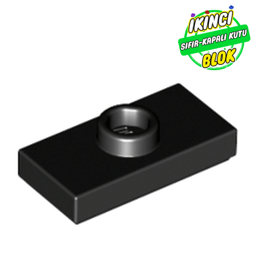 LEGO® 1 x 2 Modifiye Düz Plaka 1 Birim Atlatıcılı Siyah Sıfır