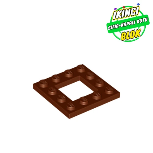 LEGO® Plate Special 4 x 4 with 2 x 2 Opening Kırmızımsı Kahverengi Sıfır