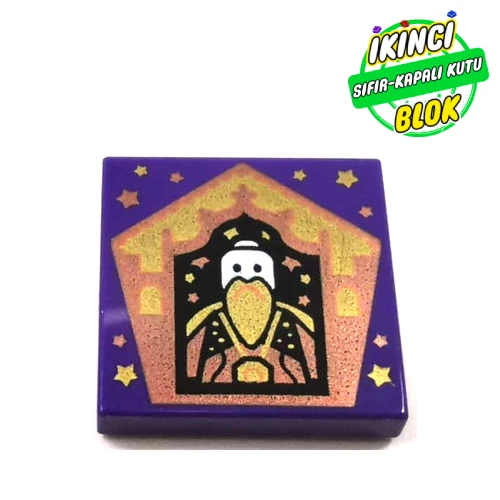 LEGO® Tile 2 x 2 with Wizard Card Salazar Slytherin print Koyu Mor Sıfır