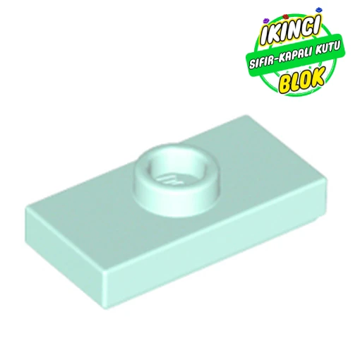 LEGO® Plate Special 1 x 2 with 1 Stud with Groove and Inside Stud Holder (Jumper) Açık Akuamarin Sıfır