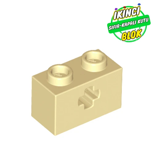 LEGO® Technic Brick 1 x 2 with Axle Hole Type 1 [+ Opening] and Bottom Pin Bej Sıfır