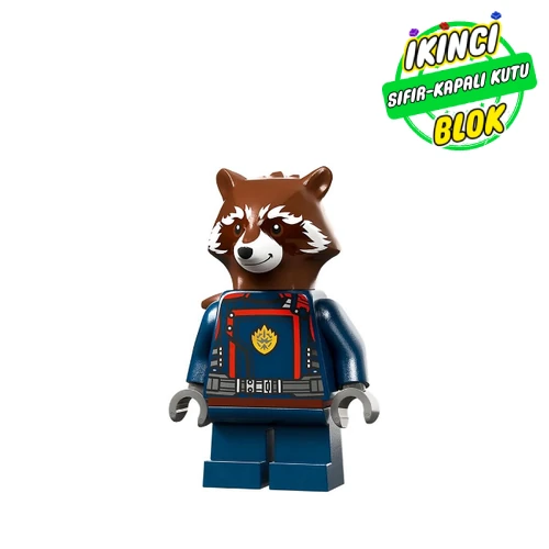 LEGO® Minifigür Rocket Raccoon, Dark Blue Outfit, Reddish Brown Fur Sıfır sh0875