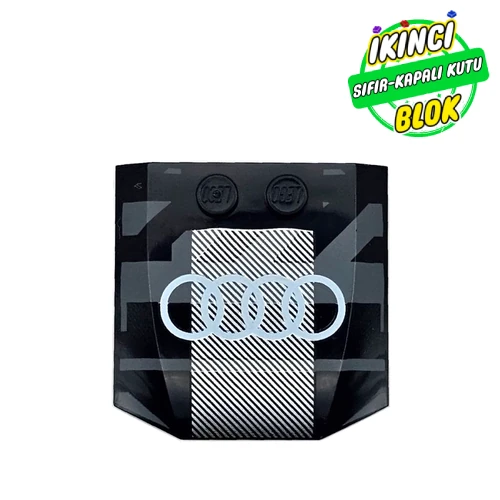 LEGO® Slope Curved 4 x 4 x 2/3 Triple Curved with 2 Studs with Light Bluish Grey Decorations, Audi Logo print Siyah Sıfır
