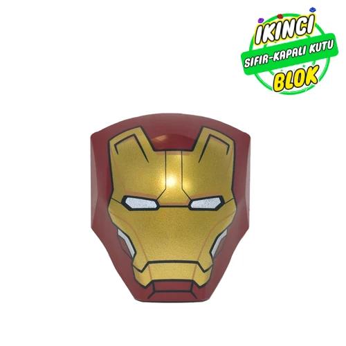 LEGO® Slope Curved 4 x 5 x 1 2/3 with Iron Man Face print Koyu Kırmızı Sıfır