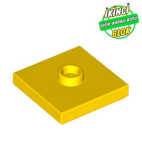 LEGO® 2 x 2 Modifiye Düz Plaka 1 Birim Merkezli Çıkışlı Sarı Sıfır