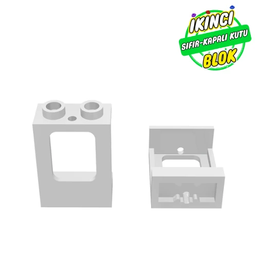 LEGO® Window 1 x 2 x 2 Plane, Hollow Studs, Single Hole Top and Bottom for Glass Beyaz Sıfır