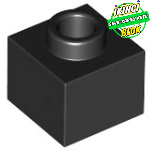 LEGO® 1 x 1 x 2/3 Üstü Açık Tuğla Siyah Sıfır