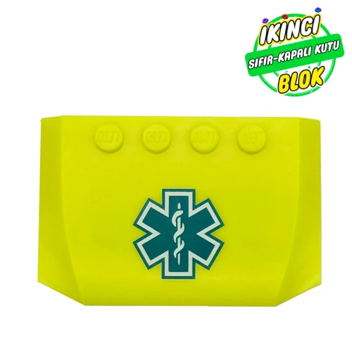 LEGO® Slope Curved 4 x 6 x 2/3 Triple Curved with 4 Studs with Dark Turquoise Star of Life print Canlı Sarı Sıfır