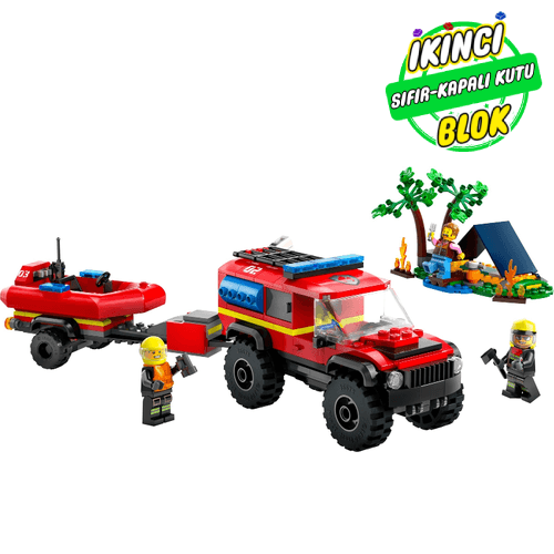 60412 LEGO® 4x4 Fire Truck with Rescue Boat Sıfır Kapalı Kutu