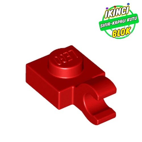 LEGO® 1 x 1 Modifiye Plaka, Açık O Klipsli (Kalın, Dikey Tutuşlu) Kırmızı Sıfır