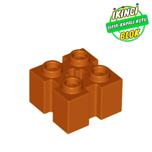 LEGO® 2 x 2 Kanal Girişli Aks Girişli Technic Tuğla Koyu Turuncu Sıfır