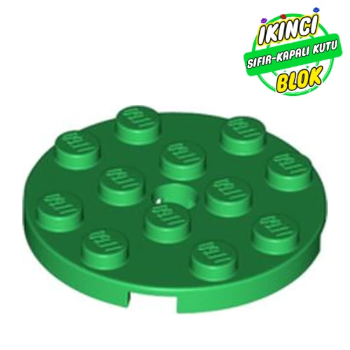 LEGO® Plate Round 4 x 4 with Pin Hole Yeşil Sıfır