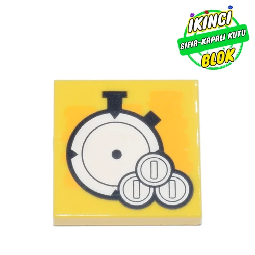 LEGO® Tile 2 x 2 with Stopwatch, Coins print Sarı Sıfır