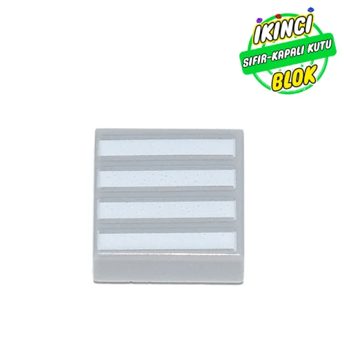 LEGO® Tile 1 x 1 with White Lines/Stripes print Açık Mavimsi Gri Sıfır