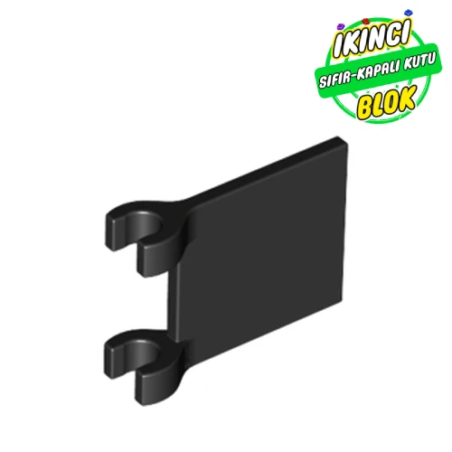 LEGO® Flag 2 x 2 Square, Flat Clip Edge [Thick Clips] Siyah Sıfır