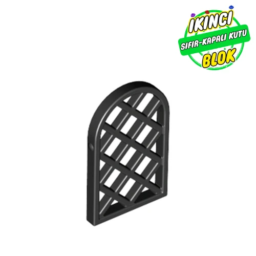 LEGO® Window 1 x 2 x 2 2/3 Pane Lattice Diamond with Rounded Top Siyah Sıfır