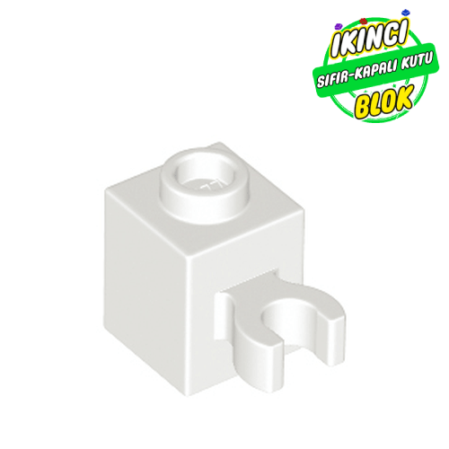 LEGO® 1 x 1 Dikey Çubuk Bağlantılı Modifiye Tuğla Beyaz Sıfır