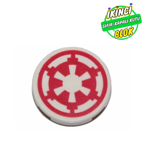 LEGO® Tile Round 2 x 2 with Red Imperial Logo Print Beyaz Sıfır