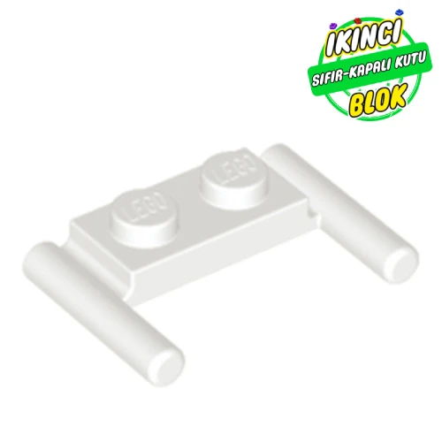 LEGO® Plate Special 1 x 2 with Handles [Flat Ends / Low Attachment] Beyaz Sıfır