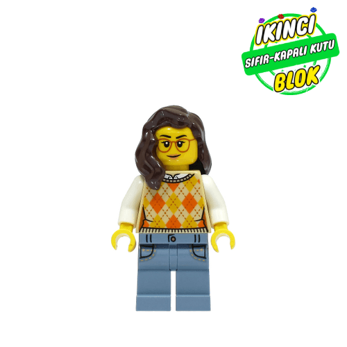 LEGO® Minifigür Woman, Argyle Sweater, Sand Blue Legs Sıfır cty1492