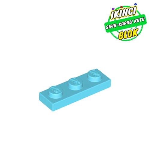 LEGO® Plate 1 x 3 Orta Azur Sıfır