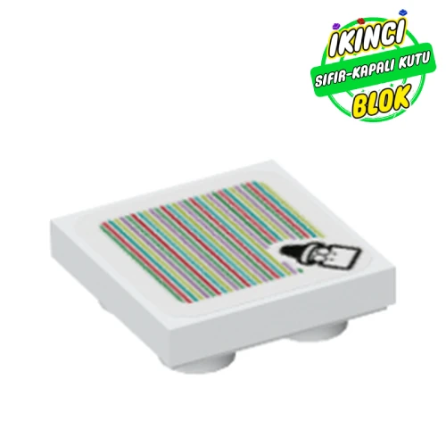 LEGO® Tile Special 2 x 2 Inverted with Kamek and Barcode Print (Sticker) Beyaz Sıfır