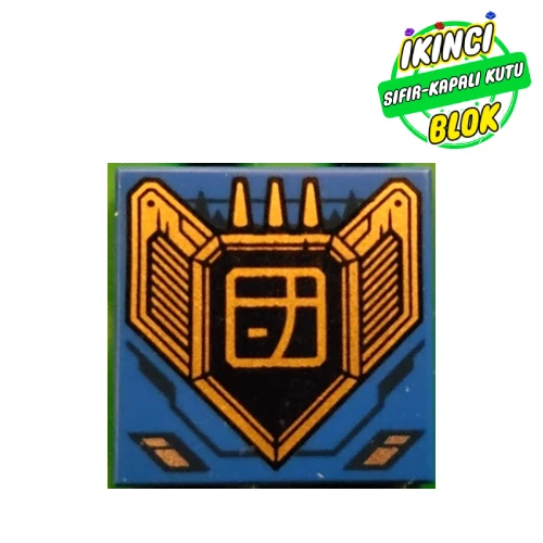 LEGO® Tile 2 x 2 with Gold Shield, Asian Symbol print Mavi Sıfır