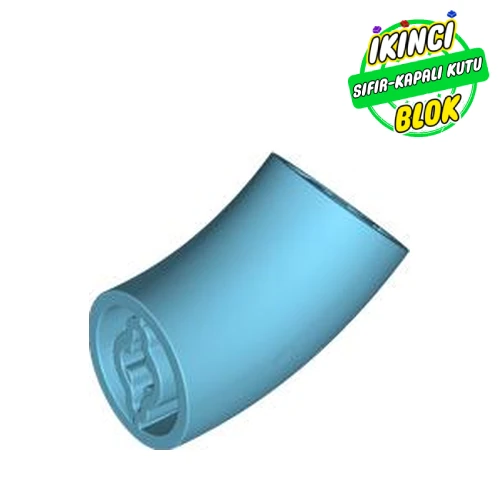 LEGO® Brick Round 2 x 2 D. Tube with 45° Elbow and Axle Holes (Crossholes) at Each End [LONG] Orta Azur Sıfır