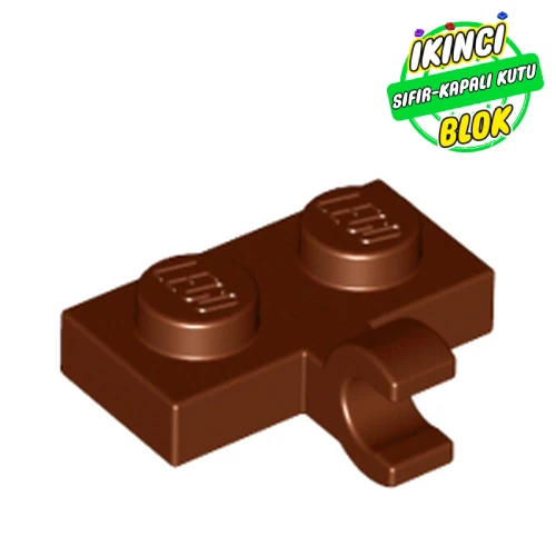 LEGO® Plate Special 1 x 2 with Clip Horizontal on Side Kırmızımsı Kahverengi Sıfır