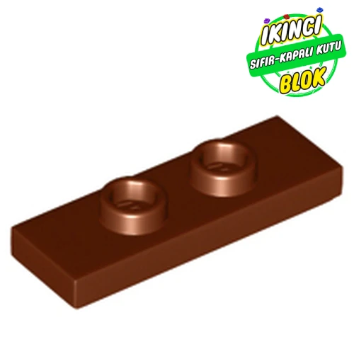 LEGO® Plate Special 1 x 3 with 2 Studs with Groove and Inside Stud Holder (Jumper) Kırmızımsı Kahverengi Sıfır