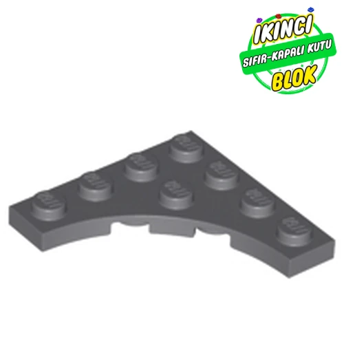 LEGO® Plate Special 4 x 4 with 3 x 3 Quarter Round Cutout Koyu Mavimsi Gri Sıfır