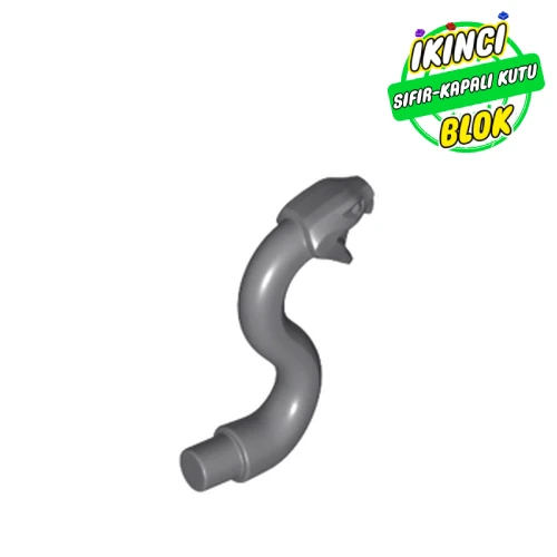 LEGO® Animal, Snake Head with Open Mouth, Fangs and Curved Neck with Bar Koyu Mavimsi Gri Sıfır